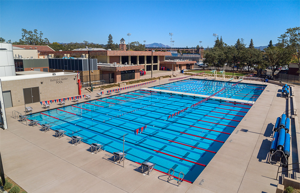 The Quinn Outdoor Kathryn J. Kettler Pool at the Santa Rosa Campus. 